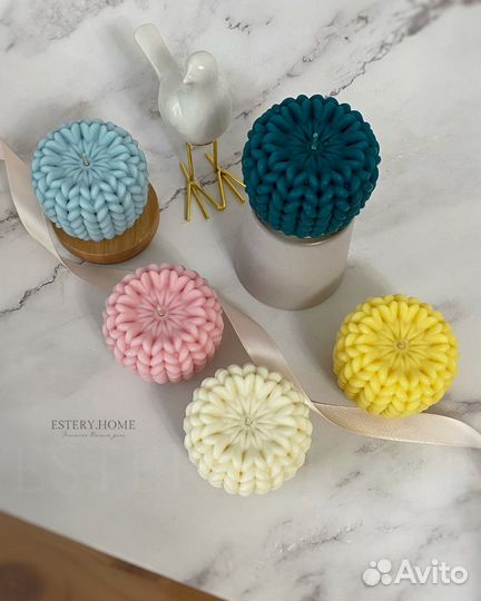 Свечи новогодние вязаный шар