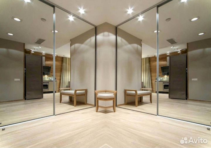 Раздвижная перегородка с матовым стеклом