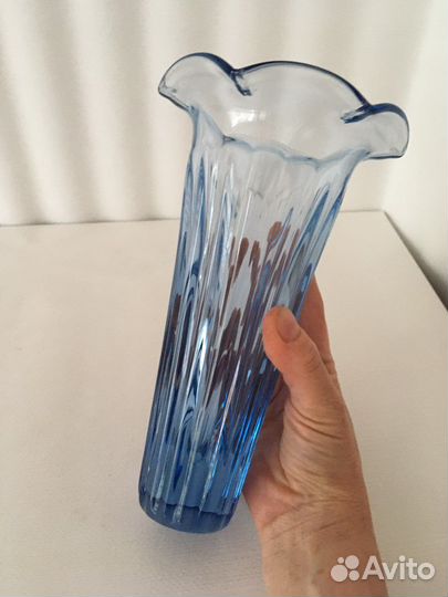 Ваза голубое стекло СССР