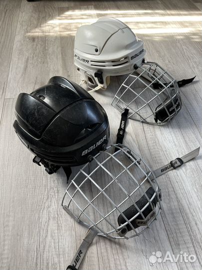 Хоккейный шлем Bauer черный и белый jr