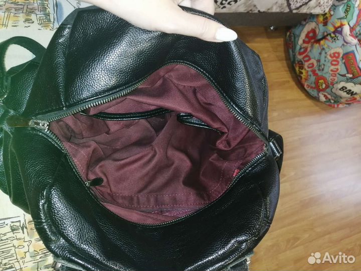 Сумка женская натуральная кожа бу черная