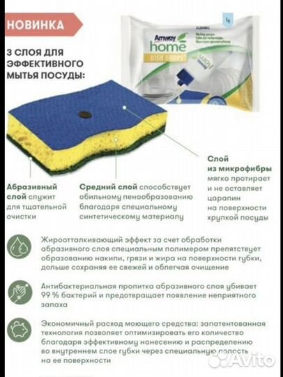 Губки для мытья посуды поштучно. Амвэй