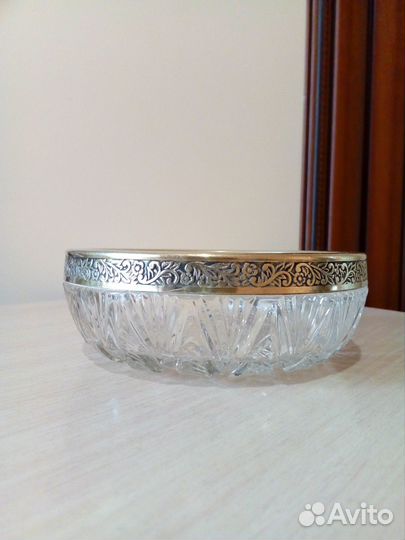 Икорница, хрусталь + мельхиор