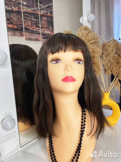 Парик из натуральных волос на сетке