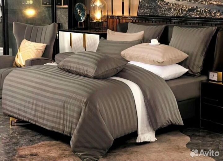 Отельное Белье постельное Страйп-сатин