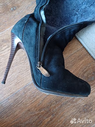 Сапоги зимние, нат.замша