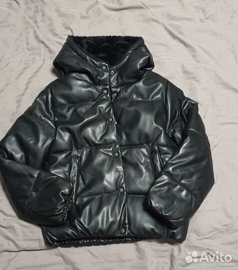 Куртка zara, стеганая, из искусственной кожи