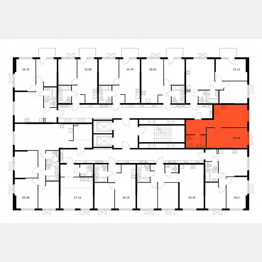 1-к. квартира, 42,5 м², 12/12 эт.