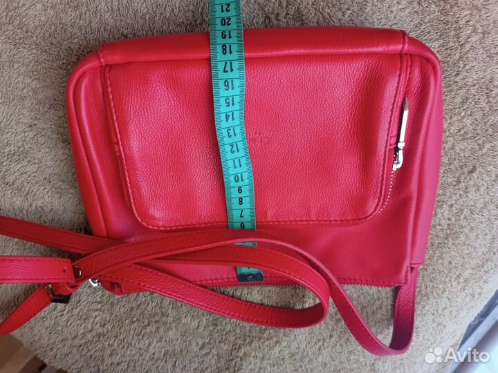 Сумка натуральная кожа красная