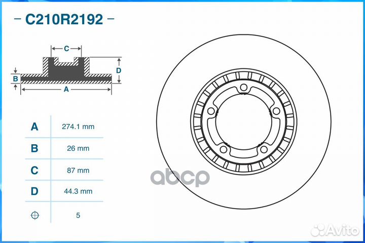 Диск тормозной передний, hyundai-KIA C210R2192