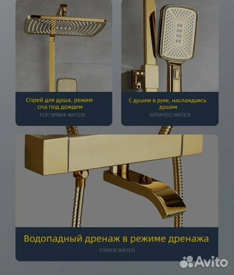 Душевая система с тропическим душем и термостатом