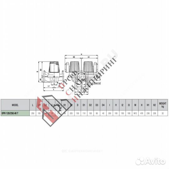 Насос DPH 120/250.40 T PN10 3х230/400В 50Гц DAB 50