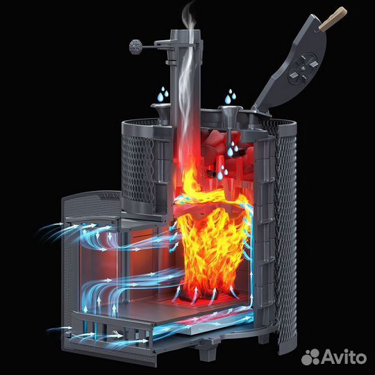 Печь чугунная банная Avangard зк24М Змеевик кирпич