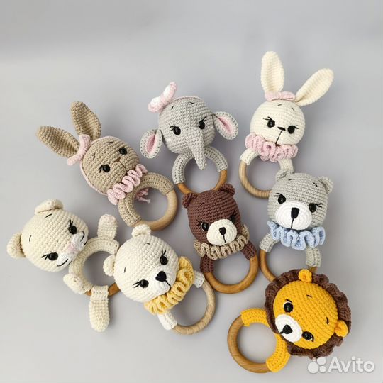 Погремушка вязанная на кольце, Грызунки