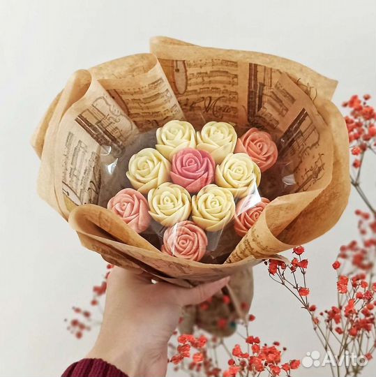 Бельгийский шоколад в виде букета из роз