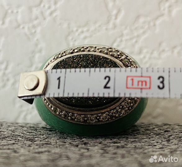 Нефритовый перстень винтаж со вставкой из сереб