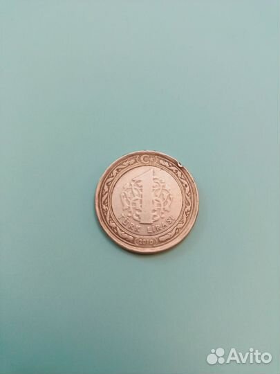 Монета 1 лира Турецкой республики 2010 года