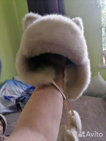 Меховая зимняя шапка с ушками