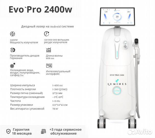 Аппарат для эпиляции Лю'Минес Evo-Pro 2400W