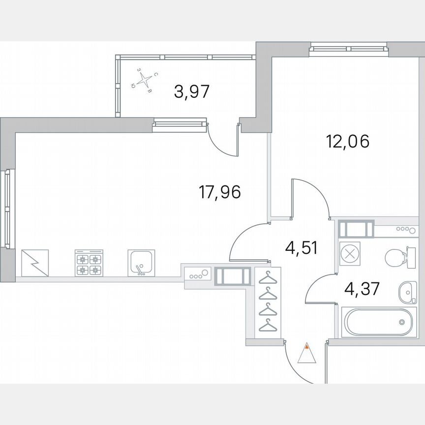 1-к. квартира, 40,9 м², 3/5 эт.
