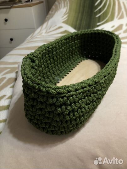 Вязаная корзинка, органайзер для косметики