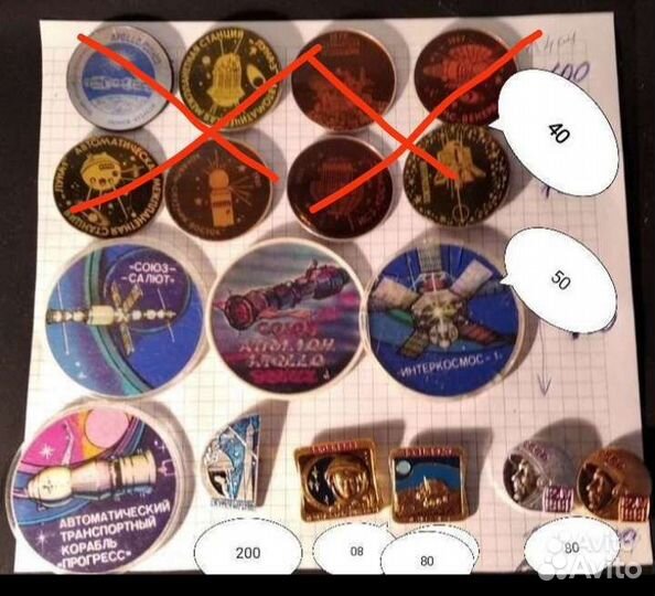 Значки СССР космос космонавты, почта