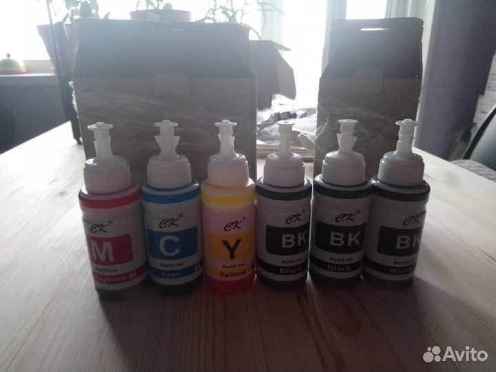 Чернила для четырёх цветных принтеров Epson