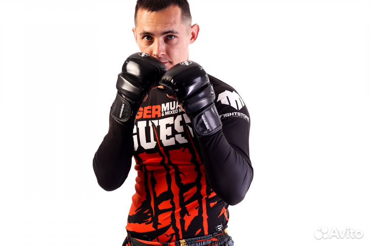 Перчатки крабы MMA Hayabusa Black кожа