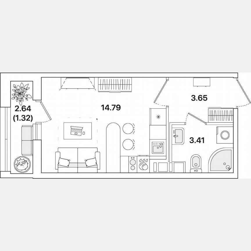 Квартира-студия, 23,2 м², 7/12 эт.