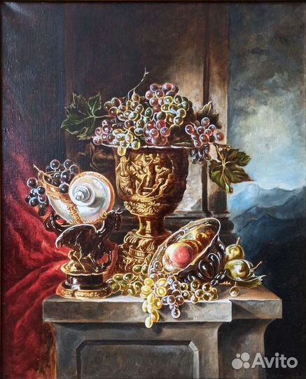 Картина копия натюрморт 19 века Бруно Эйр, 55х45