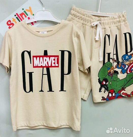 Костюм Детский новый Gap Marvel футболка и шорты