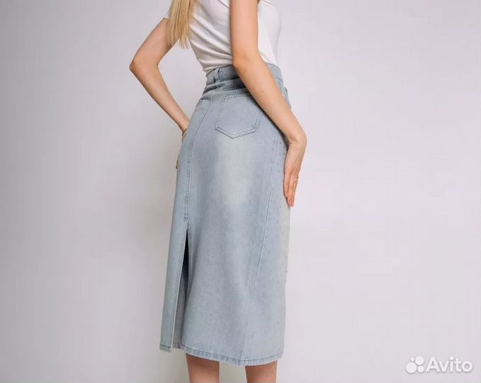Юбка джинсовая со стразами 40-42