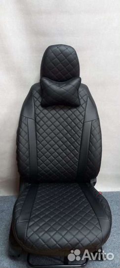 Чехлы на volkswagen polo чёрный Франт+ экокожа