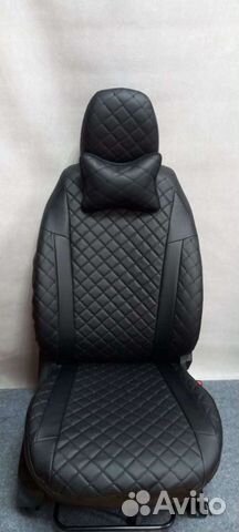 Чехлы на volkswagen polo чёрный Франт+ экокожа