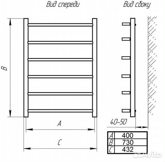 Водяной полотенцесушитель Тера ребро псб-12-04 400х800