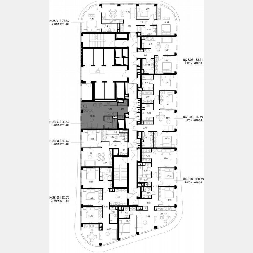 Квартира-студия, 33,5 м², 28/49 эт.