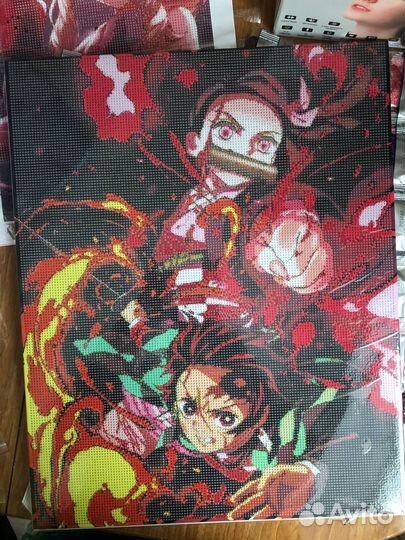 Алмазная мозаика 40*50 аниме с подрамником клинок