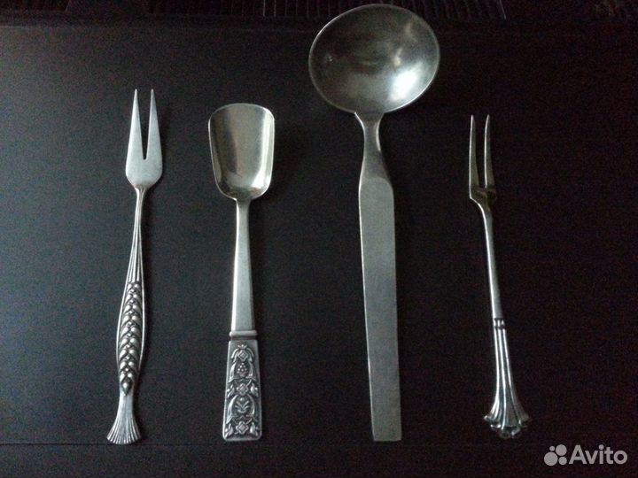 Приборы для сервировки стола. Мельхиор, позолота