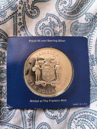 Серебряная монета Ямайка 1977 год 10 долларов