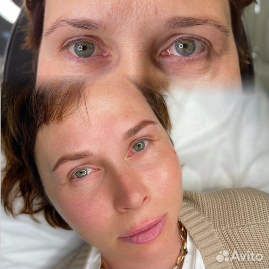 Перманентный макияж татуаж бровей губ модели