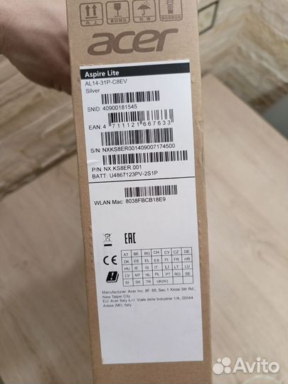 Новый Acer Aspire Lite 14 Intel n100 8гб