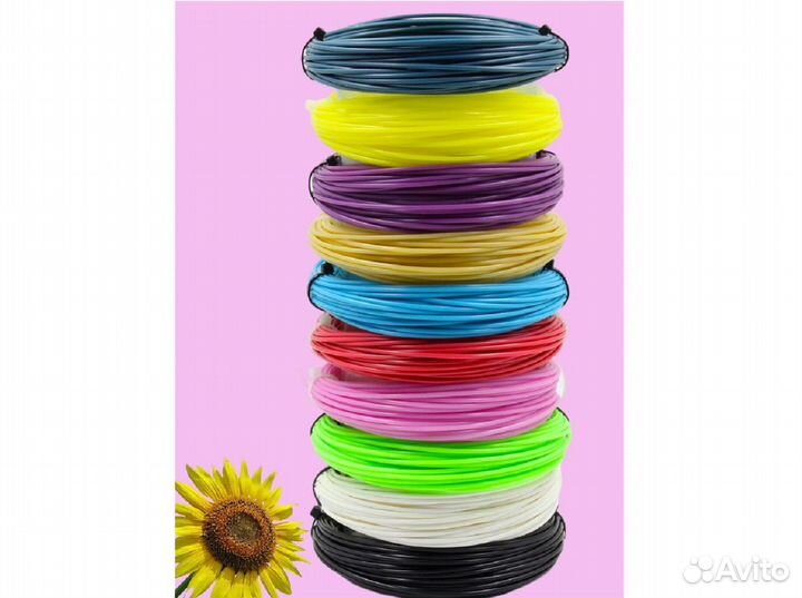 Пластик для 3D ручки, комплект 10 цветов по 10 м
