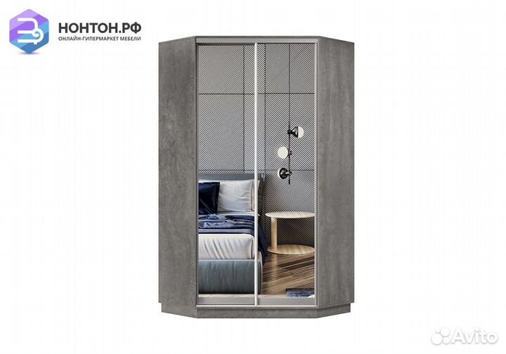 Шкаф-купе угловой двухдверный Гермес бетон