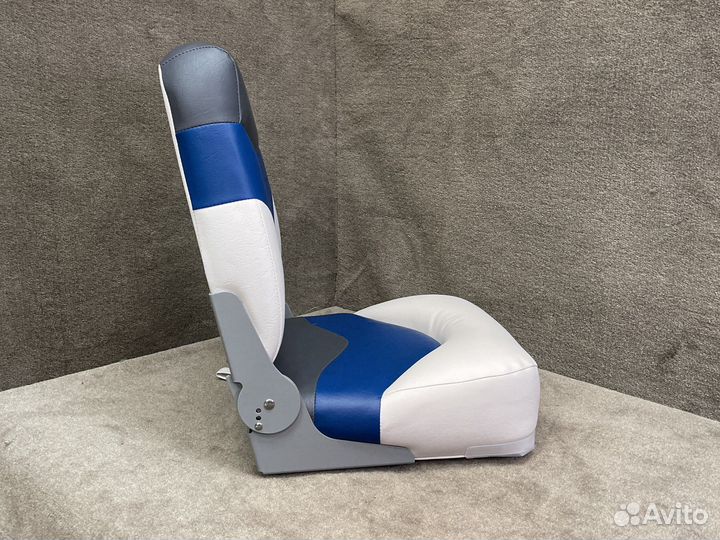 Кресло мягкое складное морской винил бел/син/сер