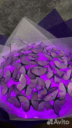 Розовый букет из бабочек 37 шт