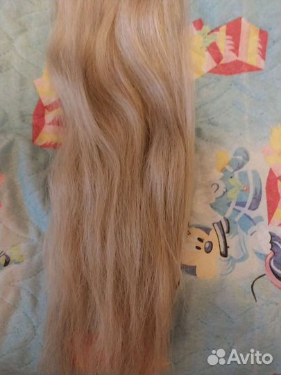 Хвост на резинке 75 см блонд светло-бежевый