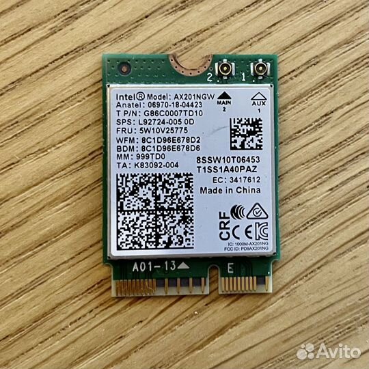 Wi-Fi адаптер + Bluetooth Intel Wi-Fi 6 AX201