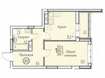 Своб. планировка, 38,7 м², 13/25 эт.