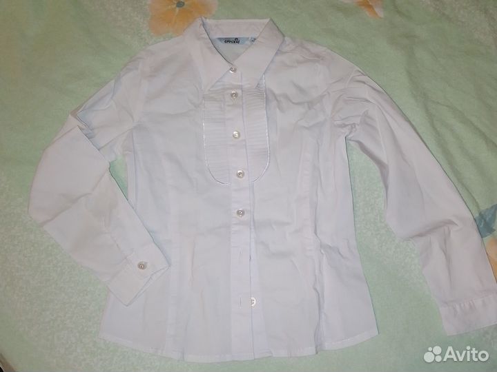 Блузка белая кофточка школа 116-122 отличное юбки