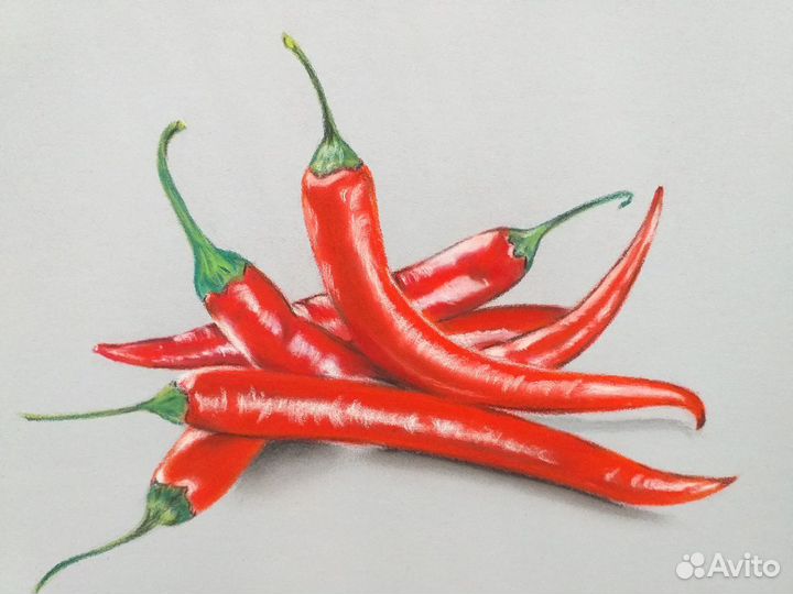 Картина пастелью, 15 на 21 см. 